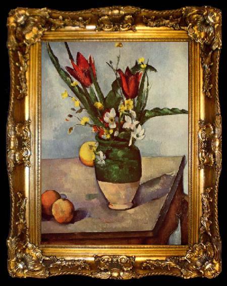 framed  Paul Cezanne Stilleben, Tulpen und apfel, ta009-2